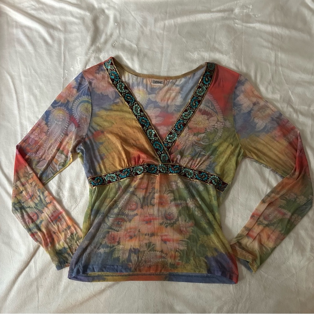 Love Amour Red and Blue Long Sleeve Tee
